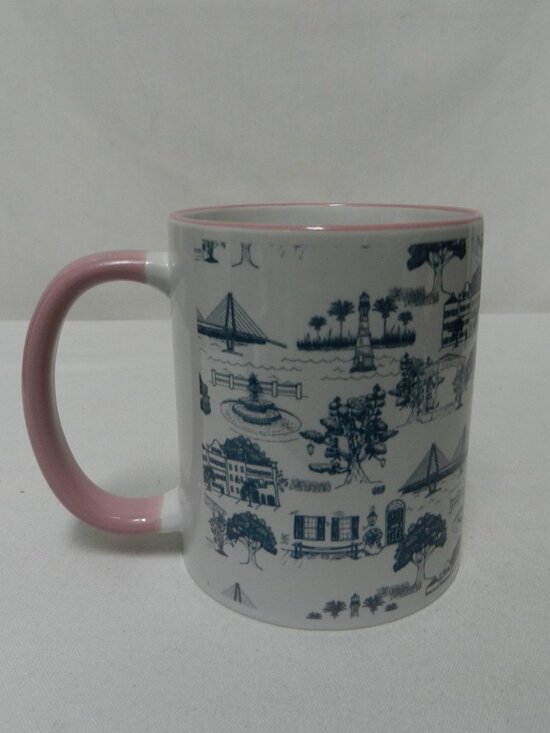 Other - Charleston, SC South Carolina Toile ceramic mug cup blue pink white 12 oz